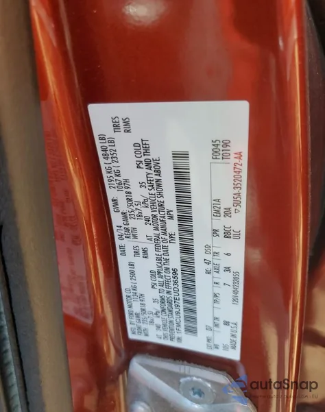 2014 Ford Escape Titanium z USA, uszkodzony, nr VIN 1FMCU9J97EUD36596